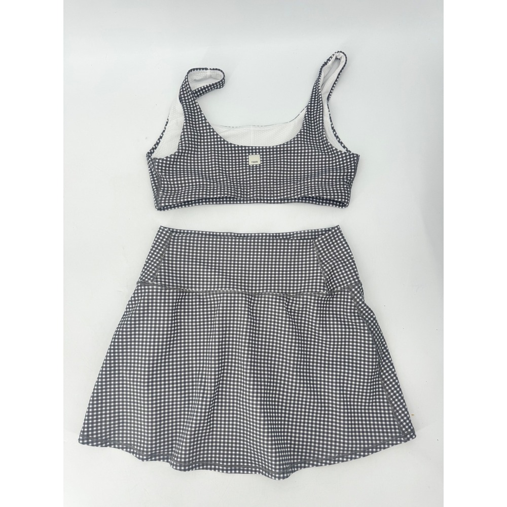 Vuori Volley Skirt & Daily Bra Set Womens XS/M Gingham Black White Activewear - Picture 5 of 10